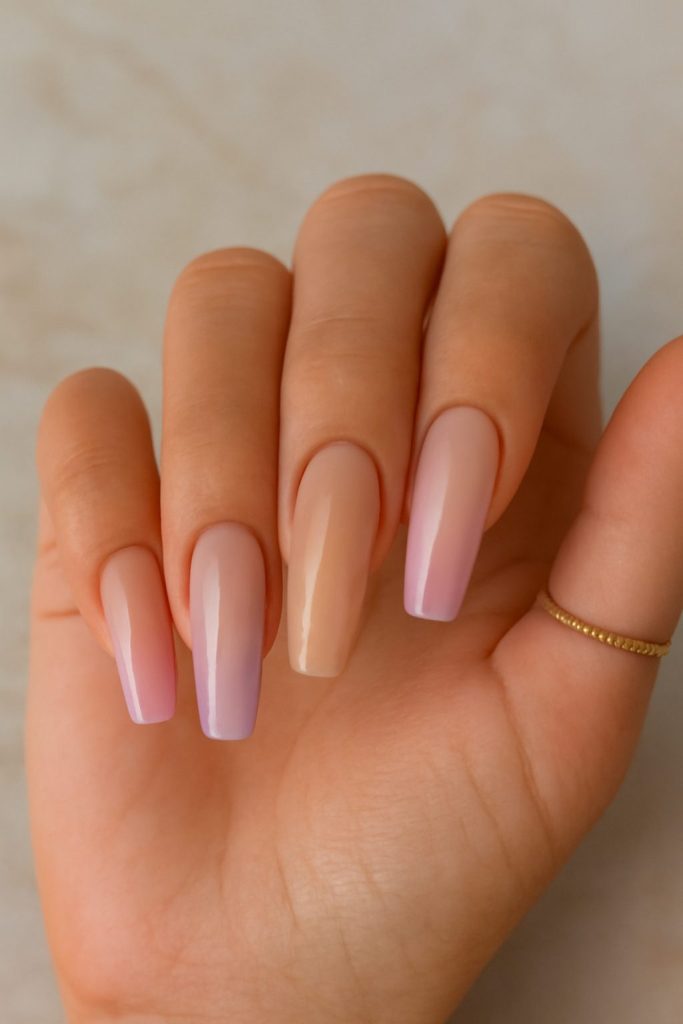 Gradient Tip Coffin Nails