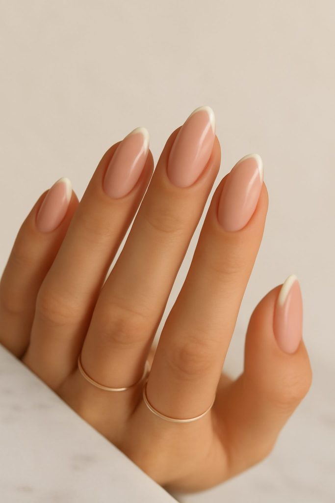 Micro French on Almond Nails