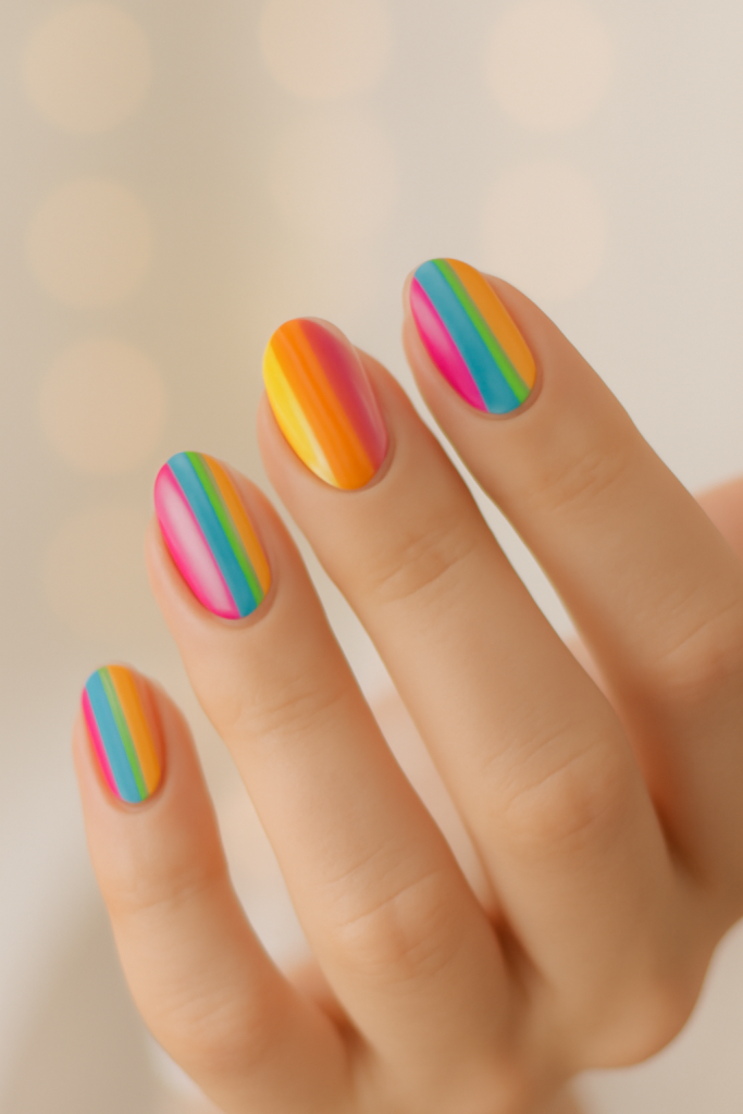 50 Summer Nail Designs Ideas to Try Before the Season Ends 24 Popsicle Stripes Nails