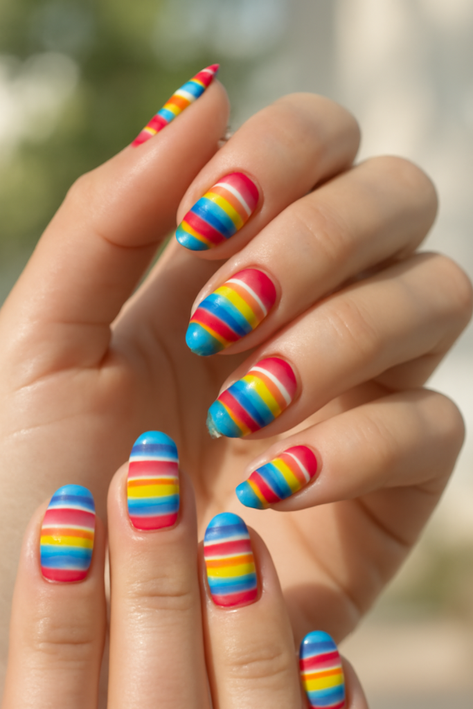 50 Summer Nail Designs Ideas to Try Before the Season Ends 46 Surfboard Stripe Nails