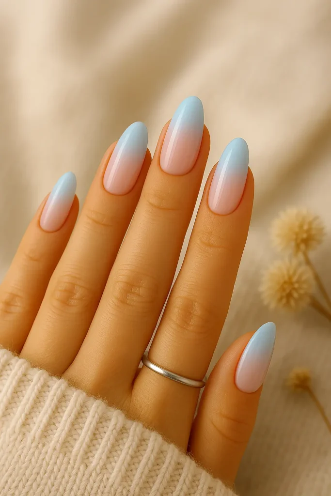 Baby Blue Ombre Nails