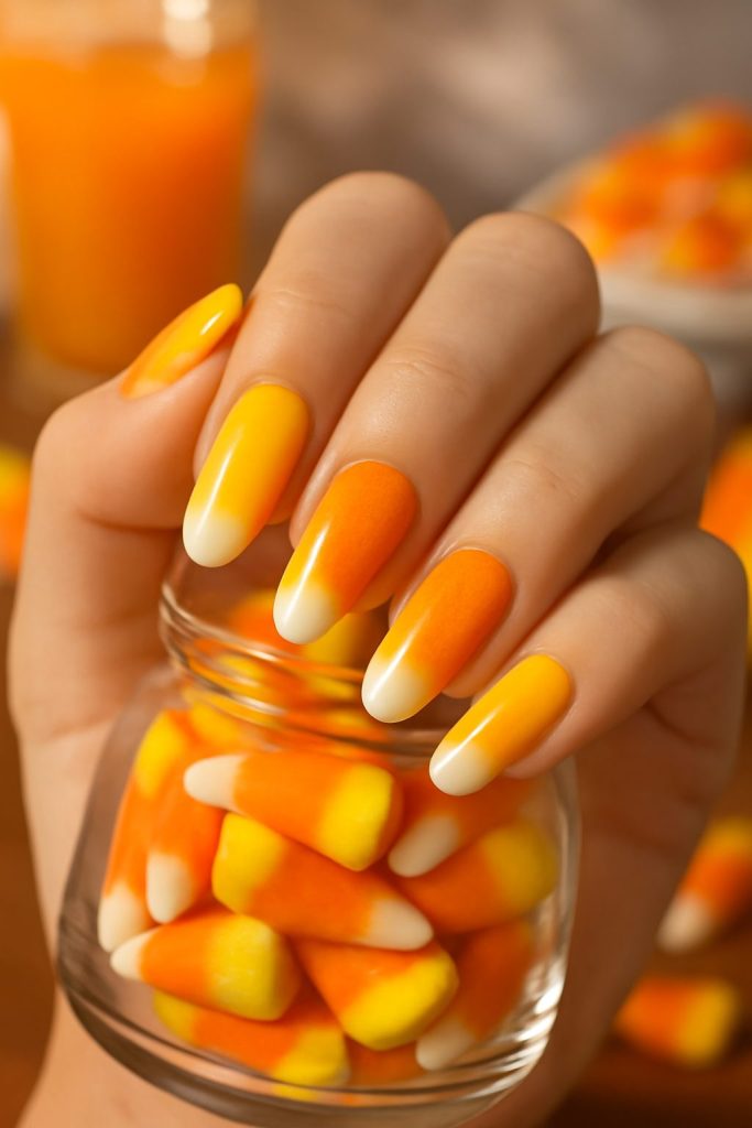 35 Halloween Nail Designs Ideas to Try This Spooky Season 10 Candy Corn Ombre nails