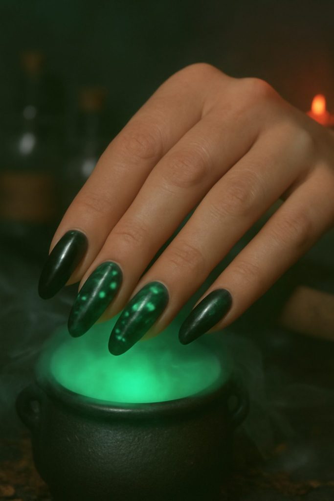 35 Halloween Nail Designs Ideas to Try This Spooky Season 32 Cauldron Bubble Nails