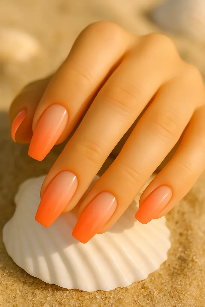 Coral Ombre Nails