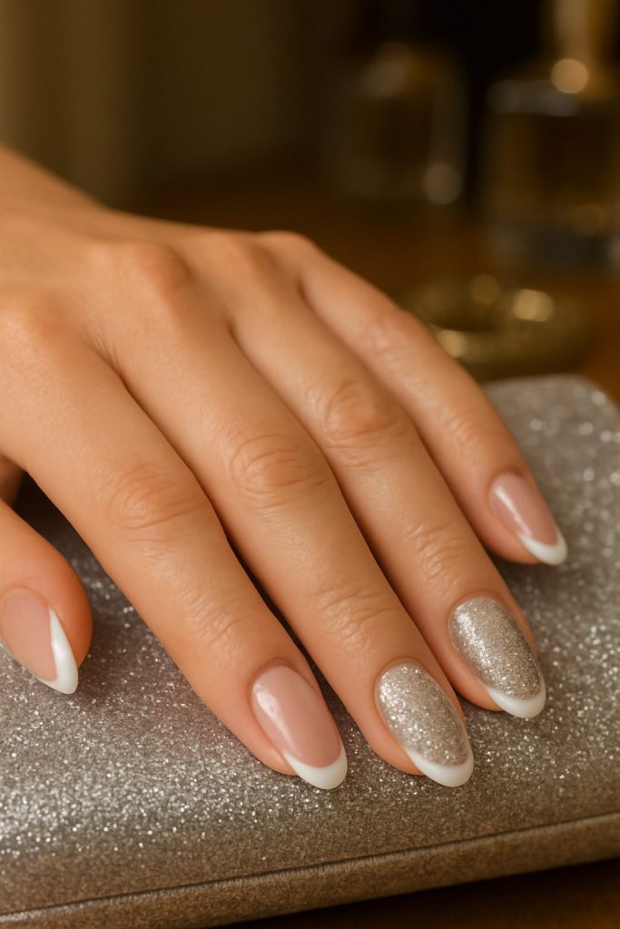 French Tips with Glitter Nails