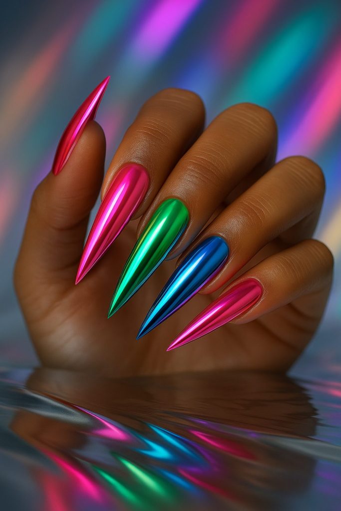 Neon Chrome Nails