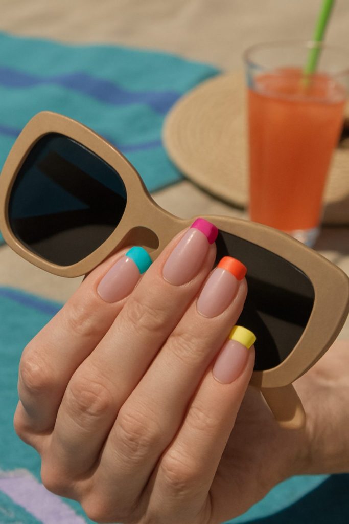 Neon French Tips Nails