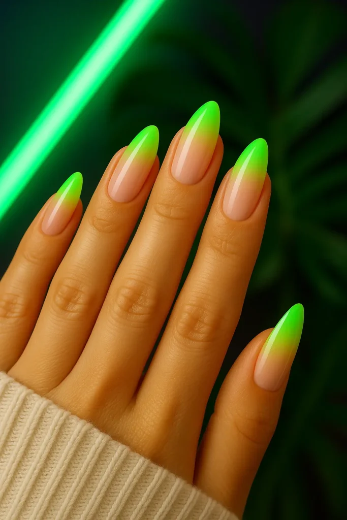 Neon Green Ombre Nails