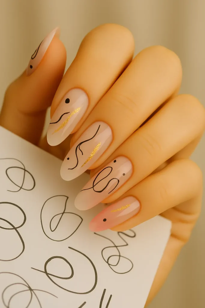 Ombre Nails with Abstract Art