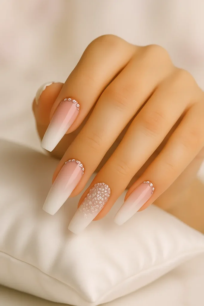 Ombre Nails with Rhinestones
