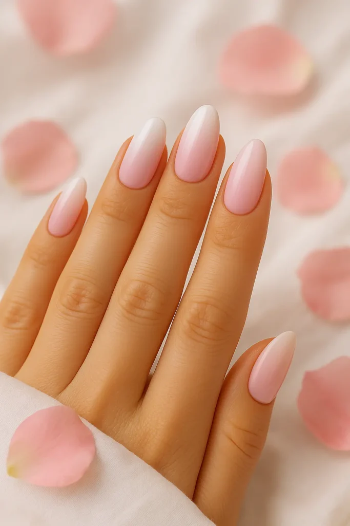 Pink to White Ombre Nails