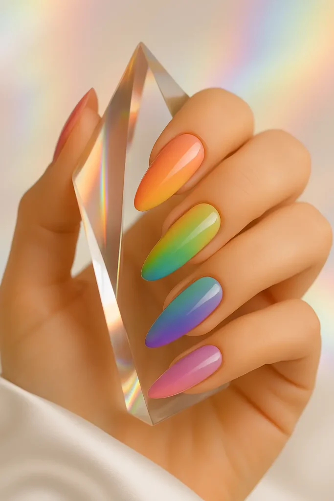 Rainbow Ombre Nails