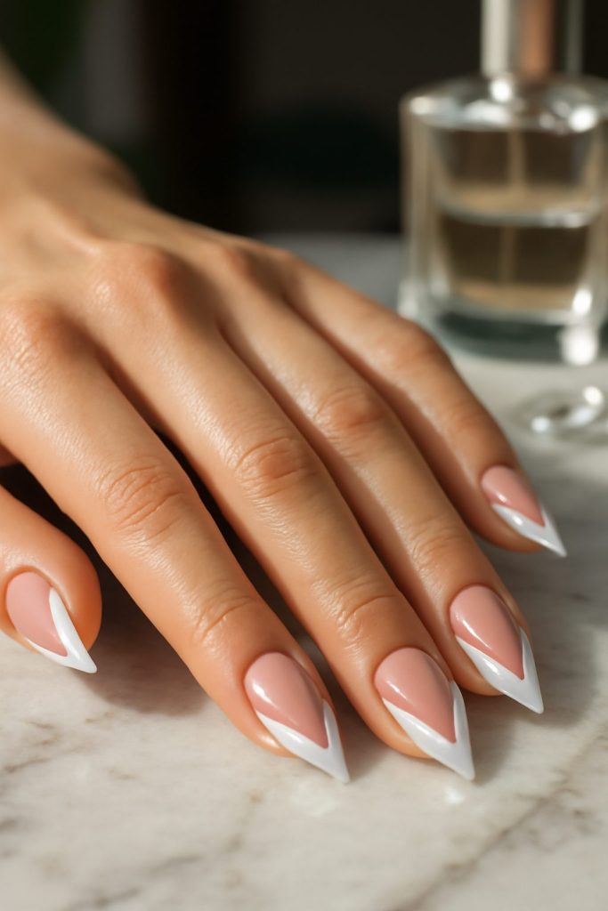 V-Shaped French Tips Nails