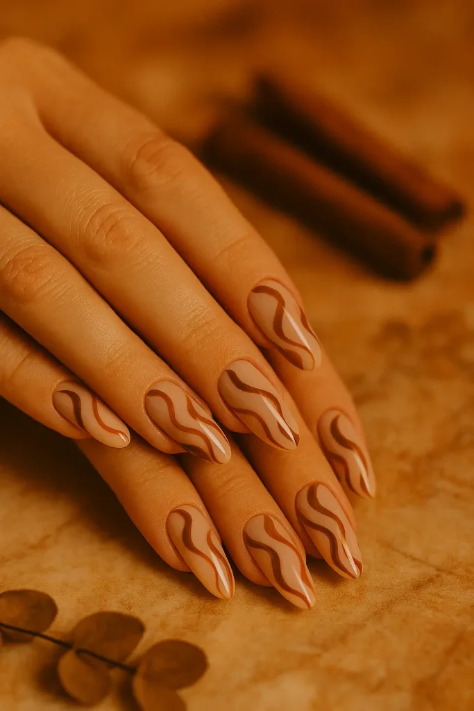 Brown Swirl Nails