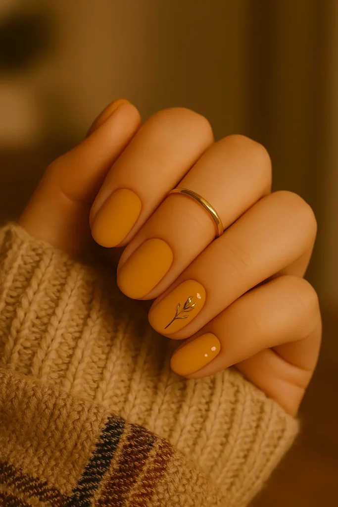 Matte Mustard Nails