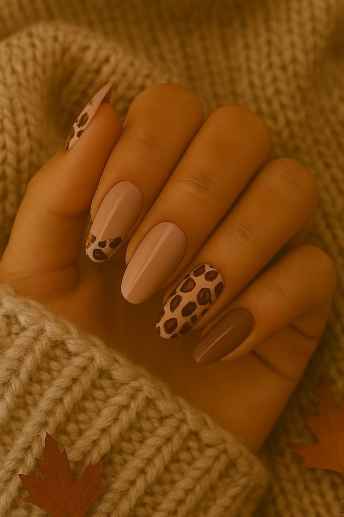 Neutral Leopard Print Nails