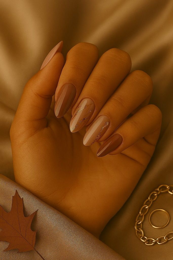 Nude Nails with Gold Foil