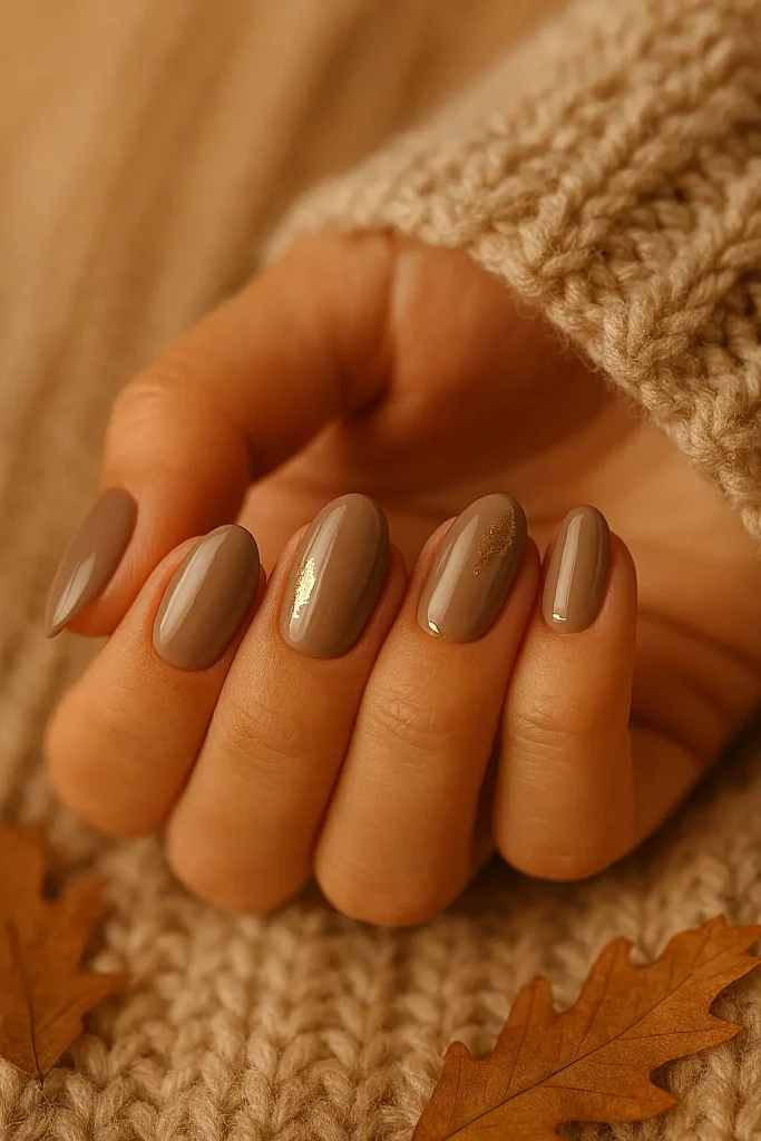 Taupe and Gold Nails